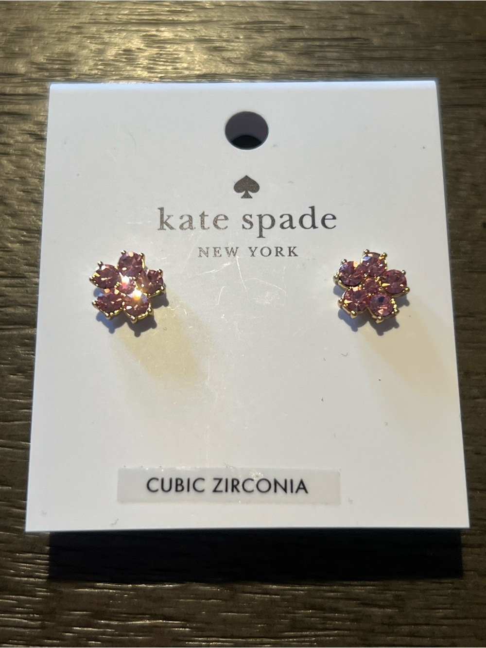 kate spade Pink Crystal Floral Stud Earrings with Gold-Tone Setting